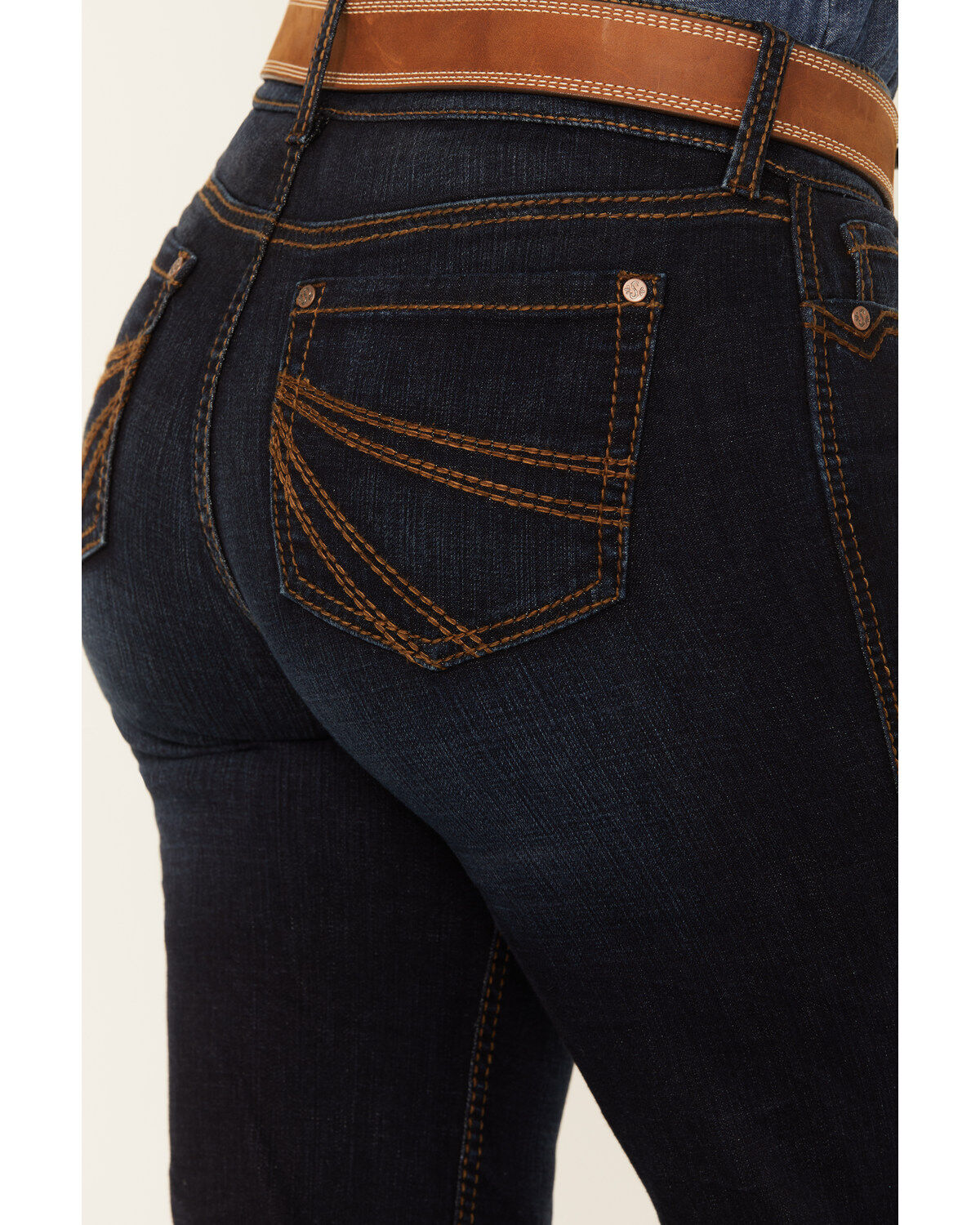 Image #4 - Shyanne Women's Tess Mid Rise Trouser Performance Stretch Denim Jeans, Dark Wash, hi-res