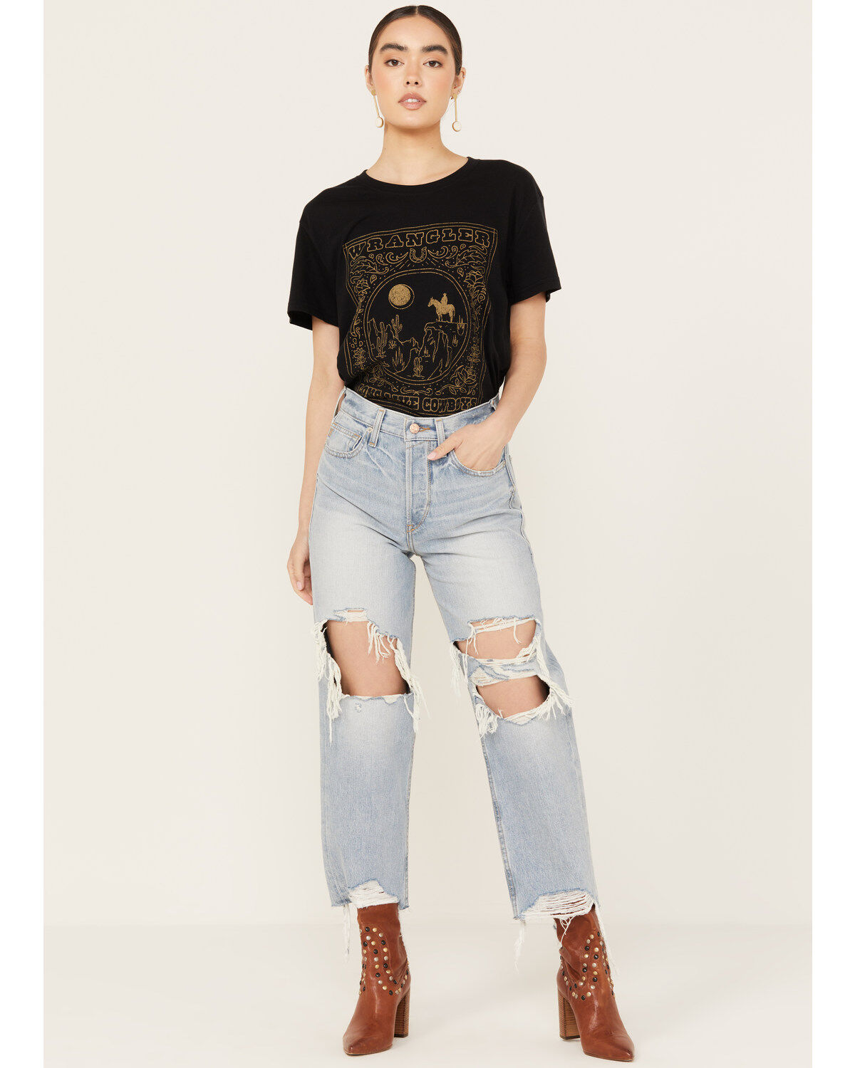 Ariat Women's Light Wash High Rise Tomboy Straight Jeans, Light Wash, hi-res