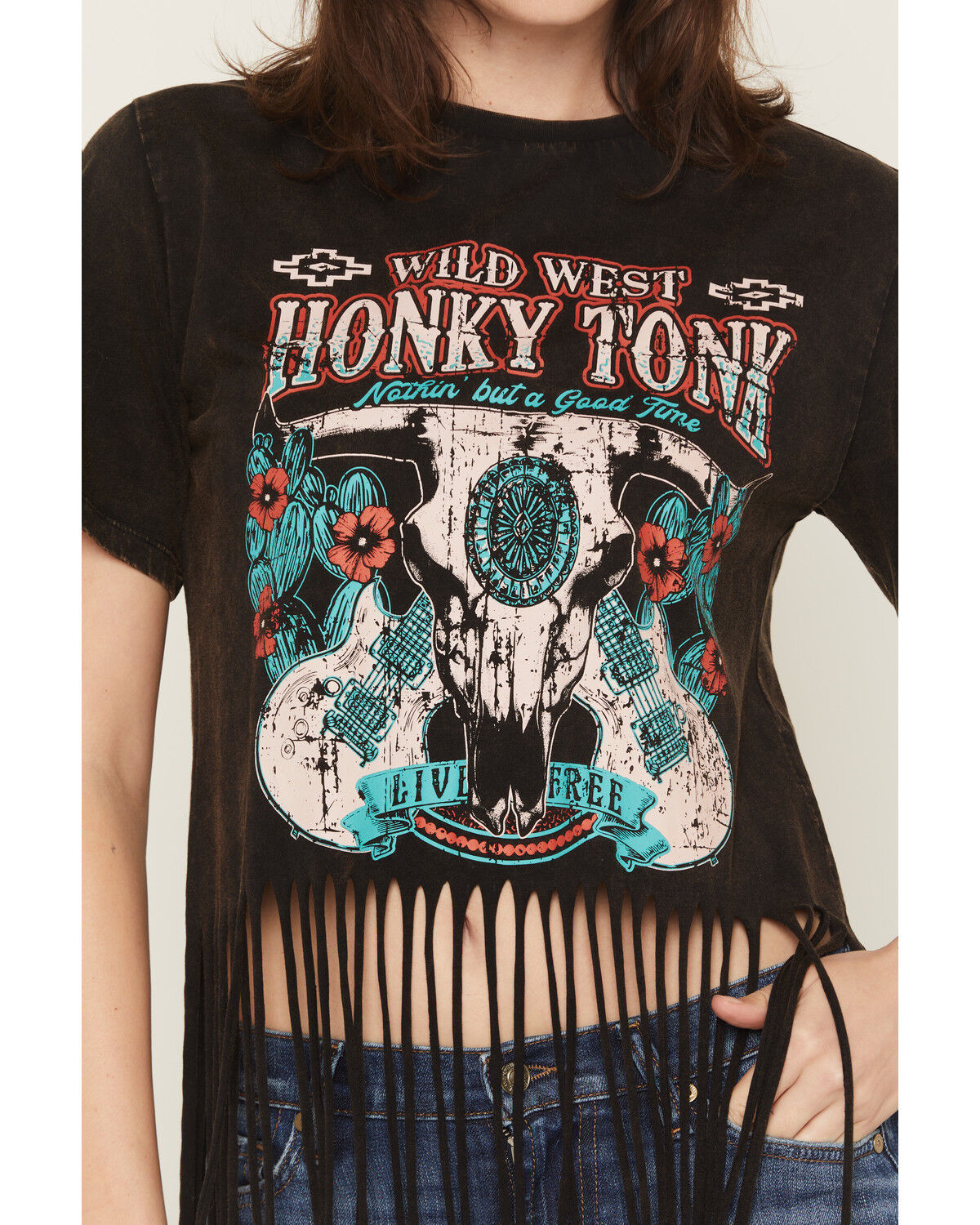 Image #3 - Rock & Roll Denim Women's Honky Tonk Graphic Short Sleeve Graphic Tee, Black, hi-res
