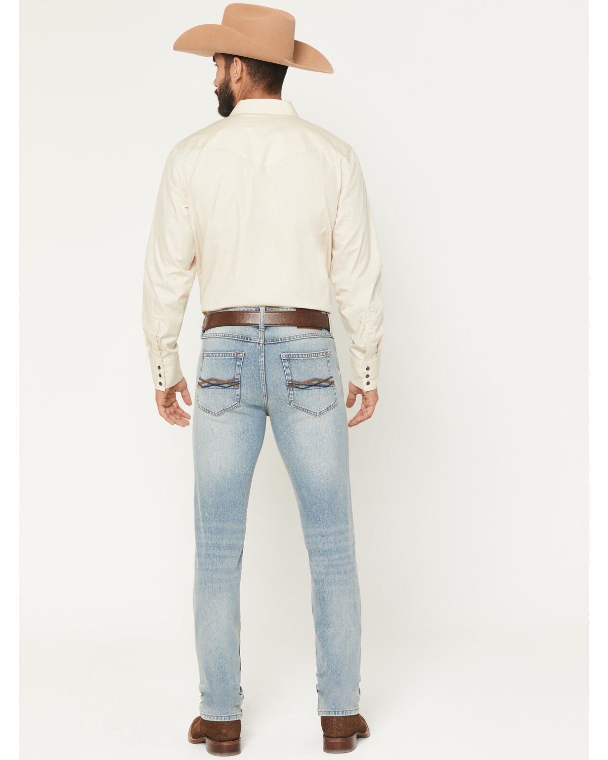 Image #3 - RANK 45&reg; Men's Rider-Flex Bunker Wash Ambush Slim Straight 4-Way Stretch Denim Jeans, Light Wash, hi-res