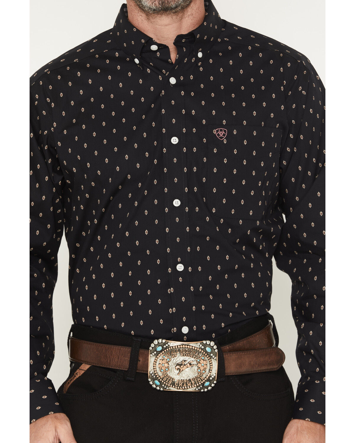 Image #3 - Ariat Men's Wrinkle Free Asher Geo Print Long Sleeve Button-Down Western Shirt - Big, Black, hi-res