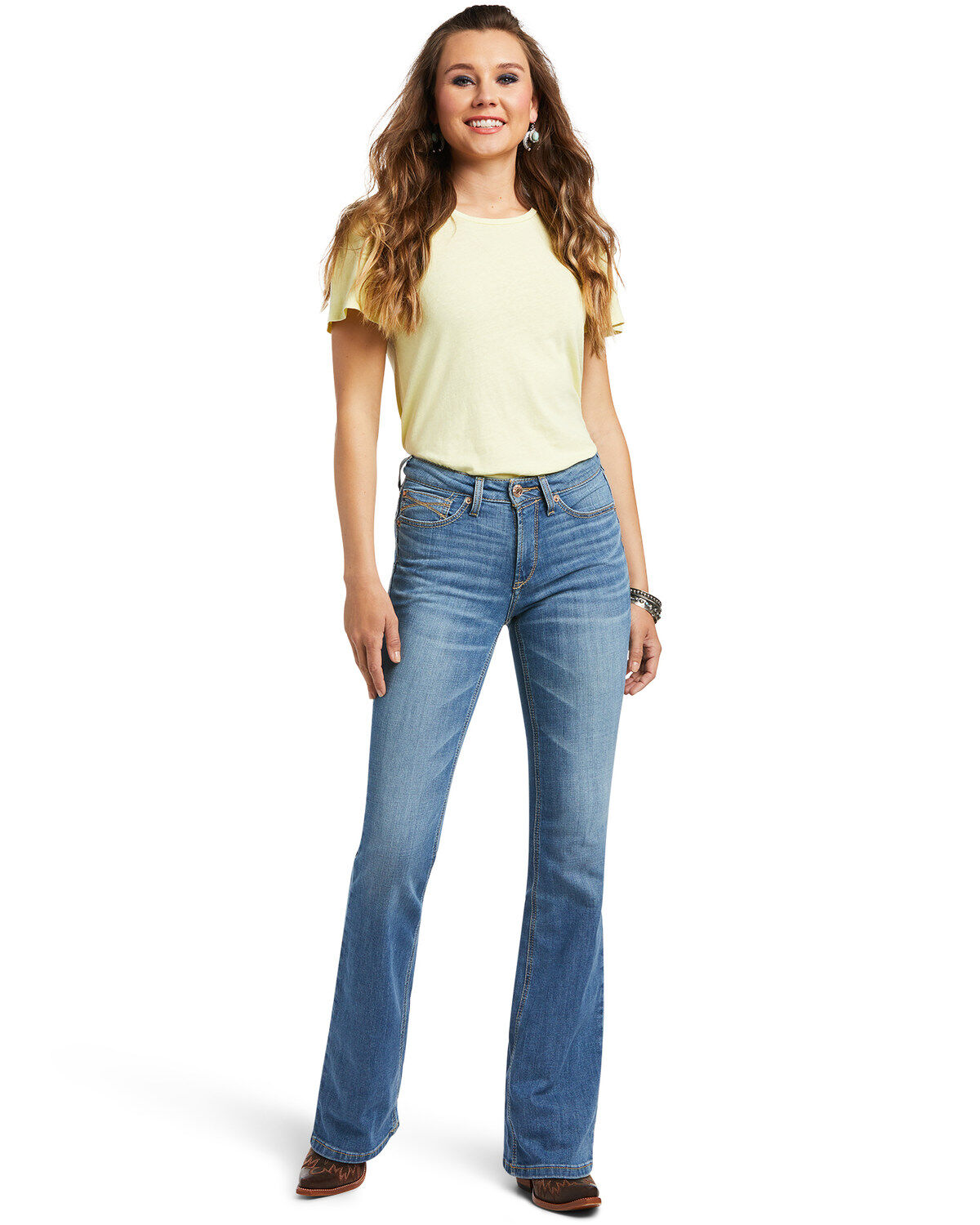 Ariat Women's Daniela High Rise Bootcut Jeans, Blue, hi-res