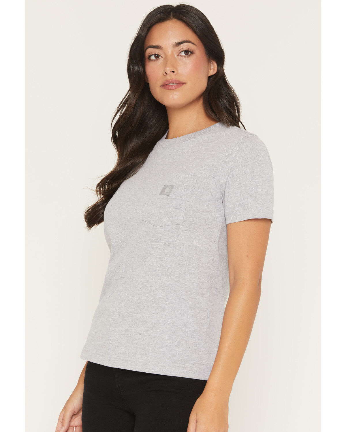 Carhartt Women's Relaxed Fit Lightweight Short Sleeve Pocket Work Tee, Heather Grey, hi-res