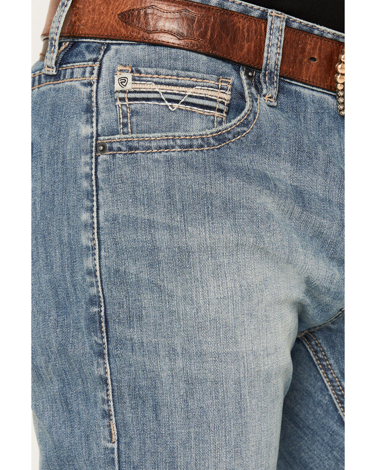 Image #2 - Rock & Roll Denim Men's Double Barrel Medium Wash Relaxed Straight Stretch Denim Jeans, Medium Wash, hi-res