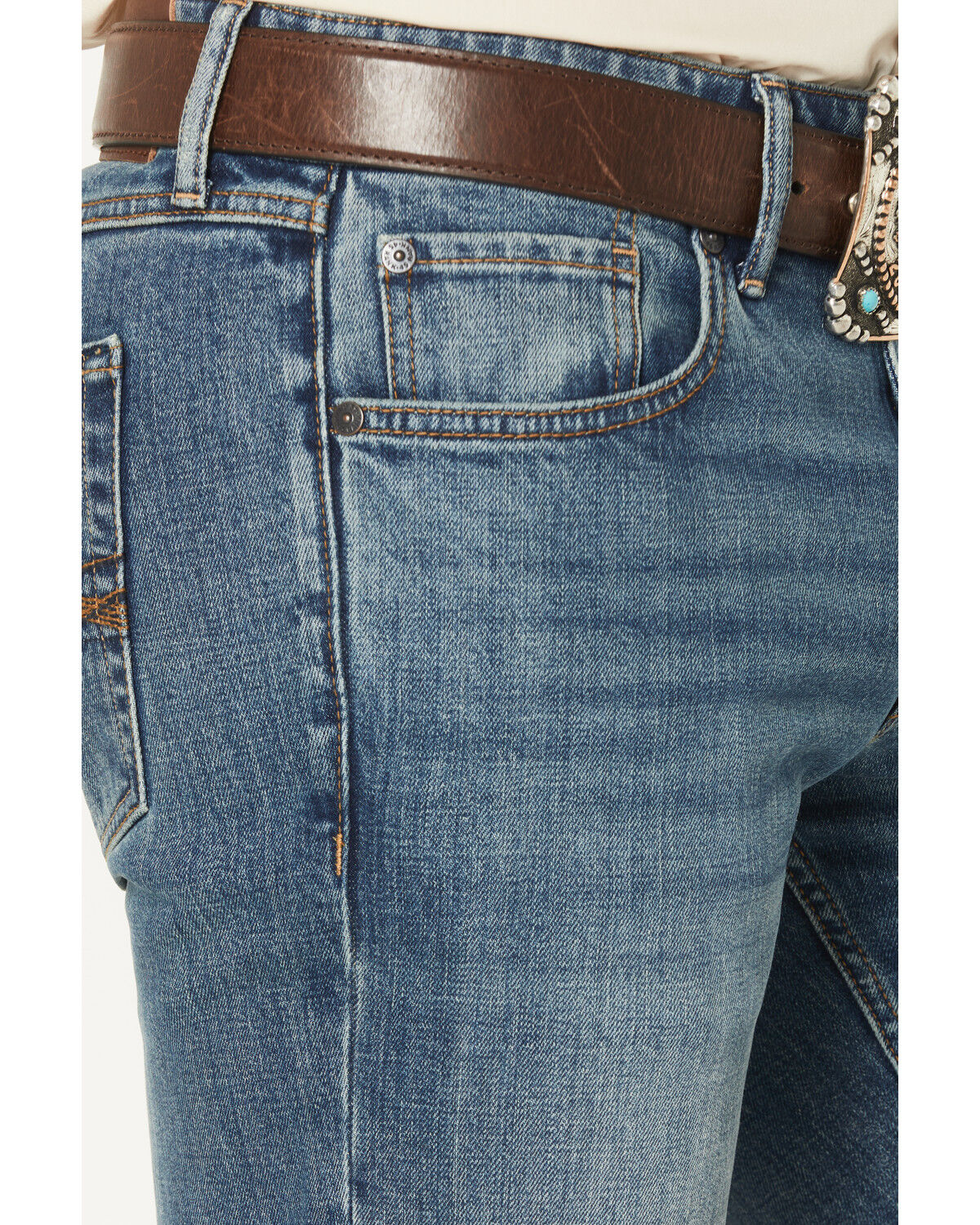 Image #2 - RANK 45&reg; Men's Roughstock Roadrunner Wash Brock Relaxed Bootcut Performance Stretch Denim Jeans, Medium Wash, hi-res