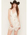 Image #1 - Cleo + Wolf Women's Shark Bite Floral Print Halter Lace Knit Mini Dress, Ivory, hi-res