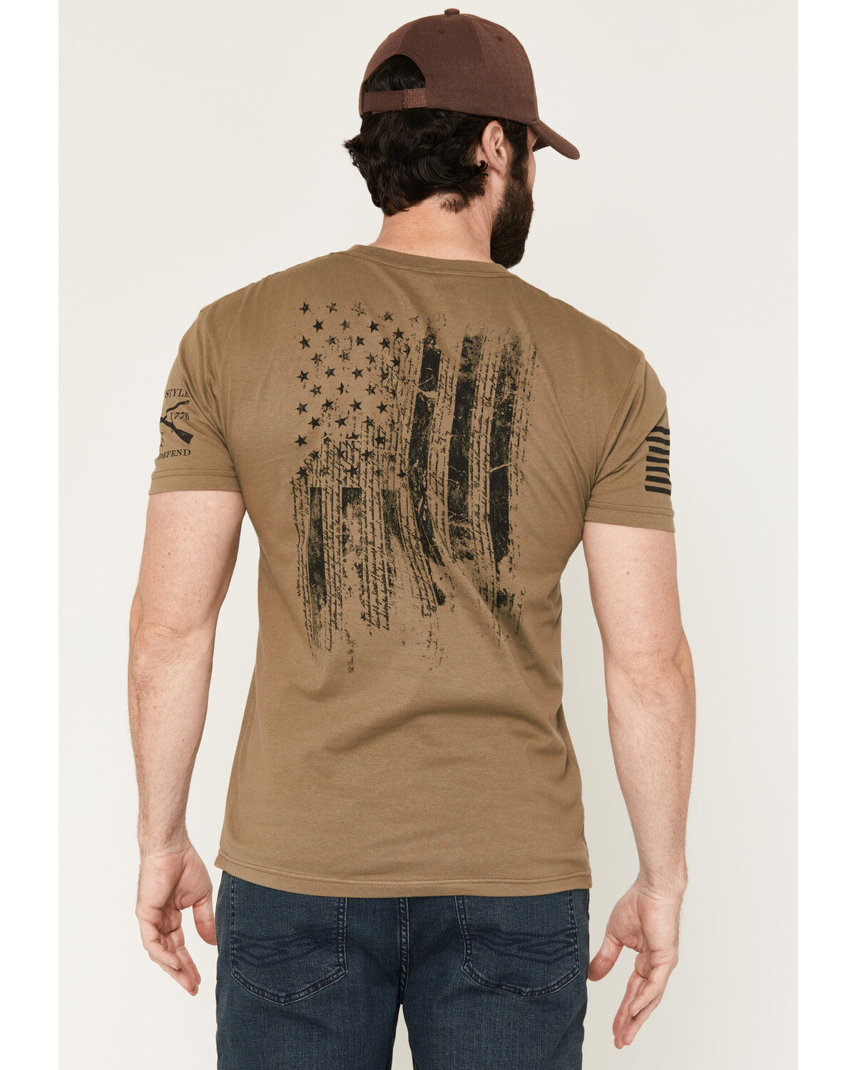 Grunt Style Men's 1776 Flag Short Sleeve Graphic T-Shirt, Olive, hi-res