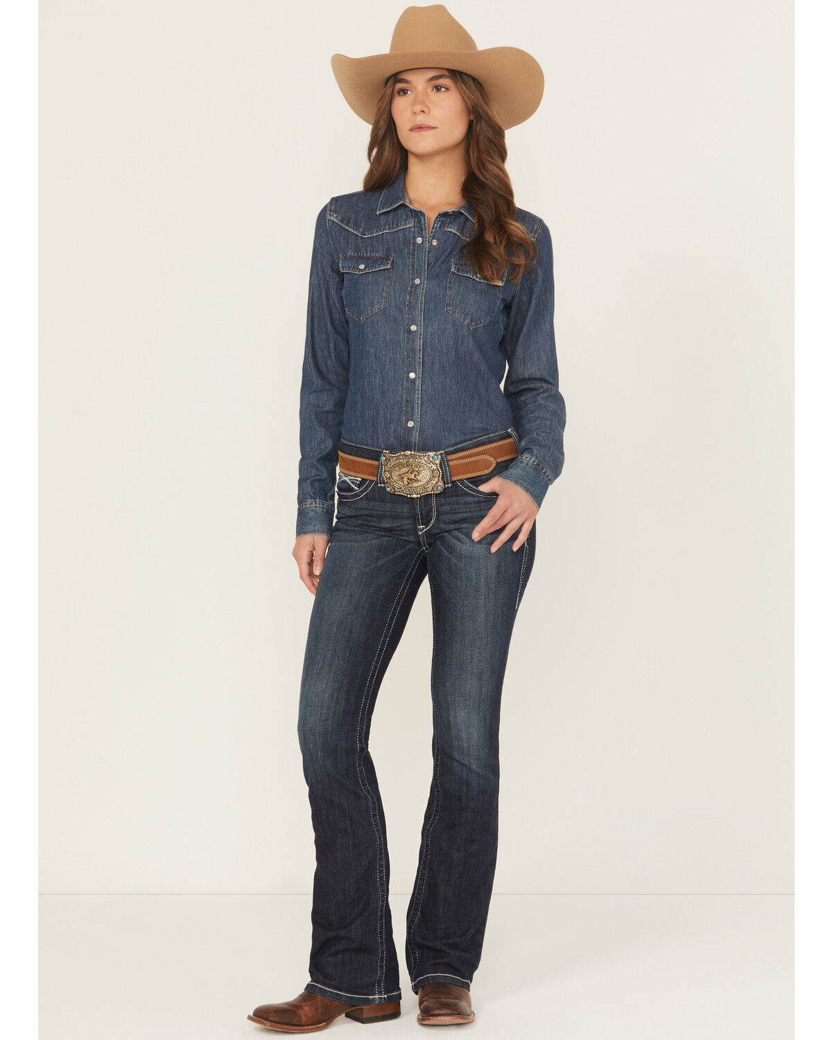 Image #1 - Ariat Women's Rosy Whipstitch Boot Cut Jeans, Blue, hi-res