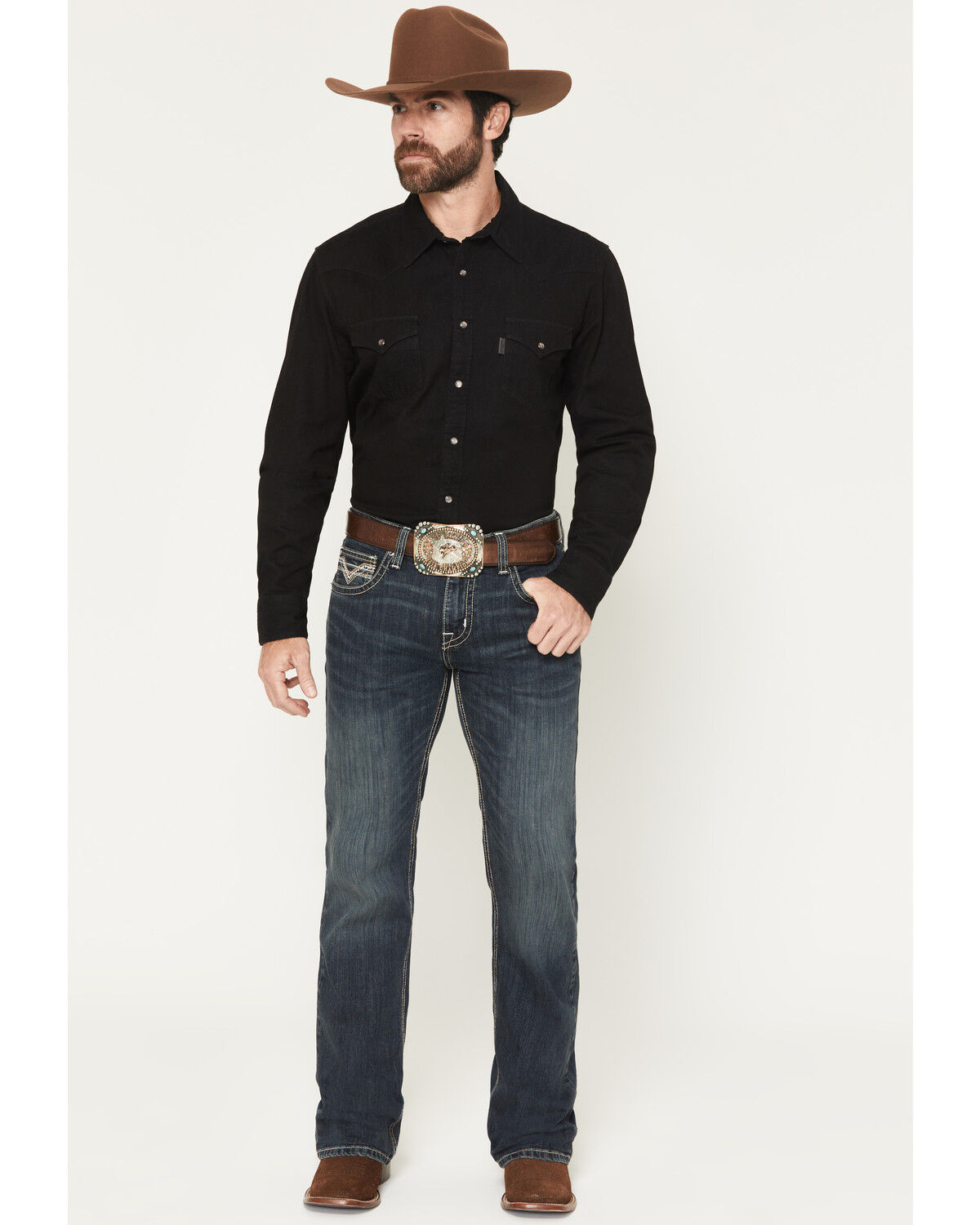 Rock & Roll Denim Men's Boot Barn Exclusive Pistol Dark Wash Bootcut Reflex Denim Jeans, Dark Wash, hi-res