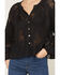 Image #3 - Wild Moss Women's Solid Lace Long Sleeve Button-Down Peasant Top, Black, hi-res
