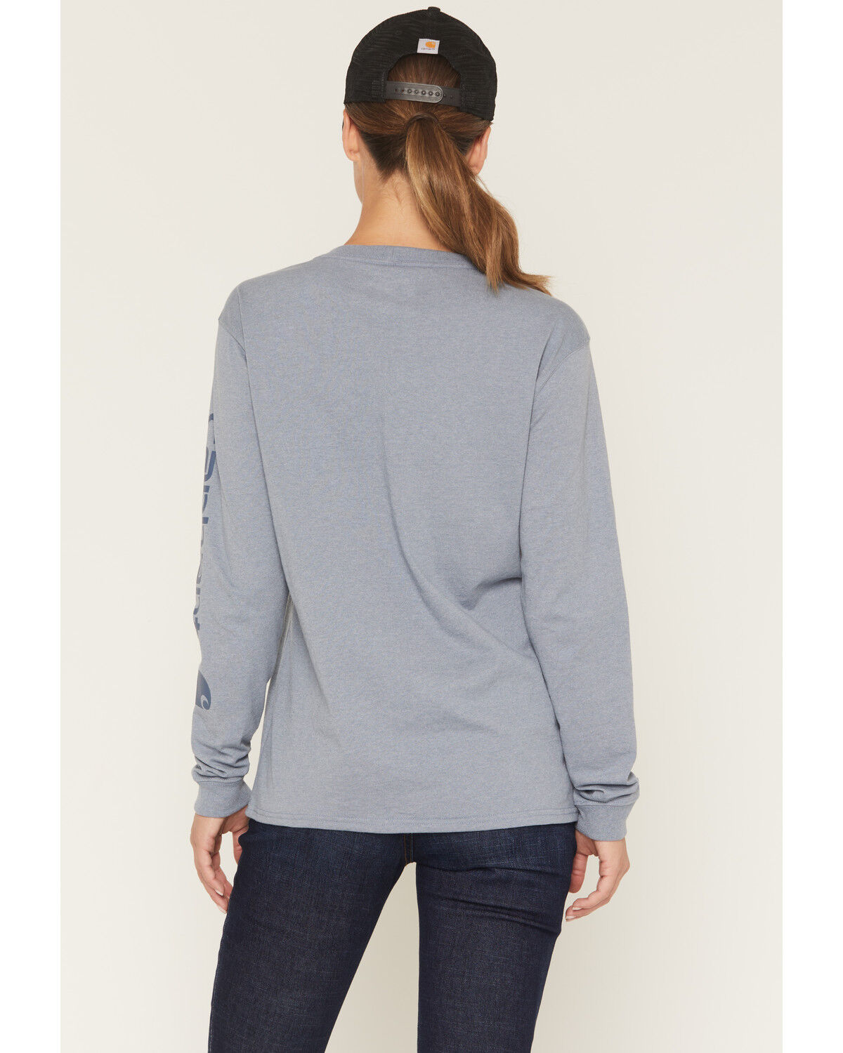 Image #4 - Carhartt Women's Loose Fit Heavyweight Long Sleeve Graphic Tee, Navy, hi-res