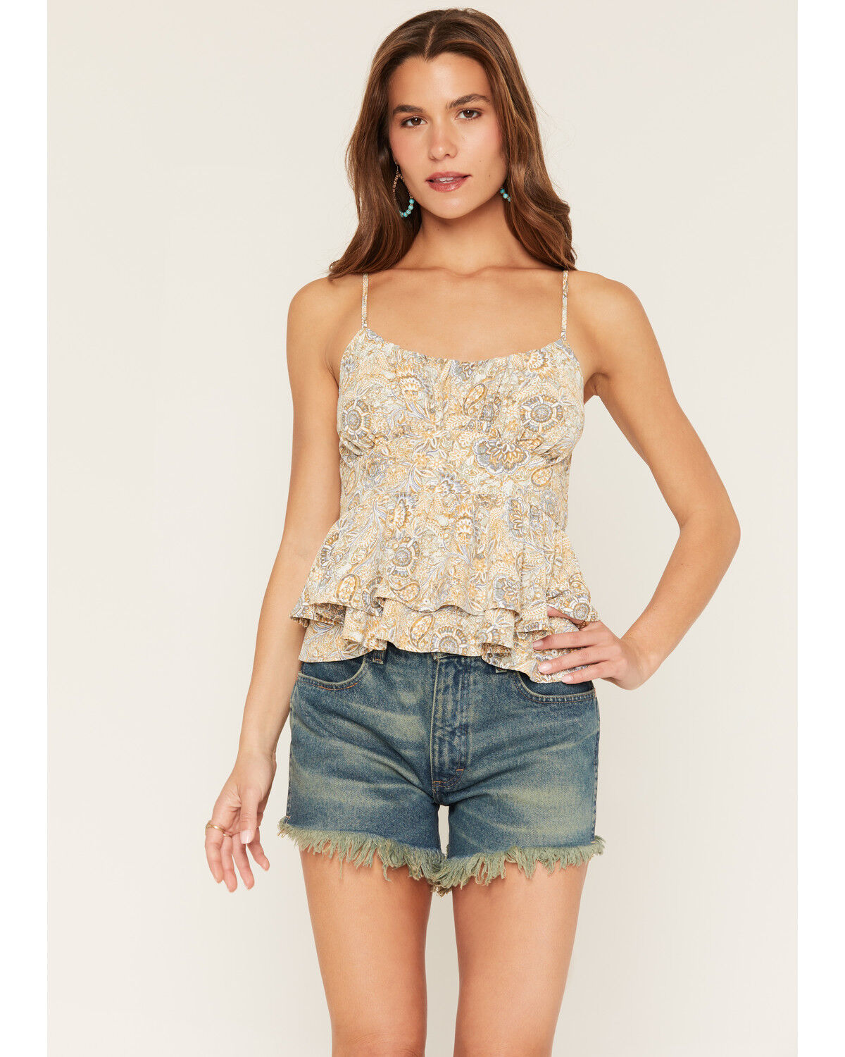 Image #1 - Originality Women's Emma Paisley Print Sleeveless Peplum Cami Top, Multi, hi-res