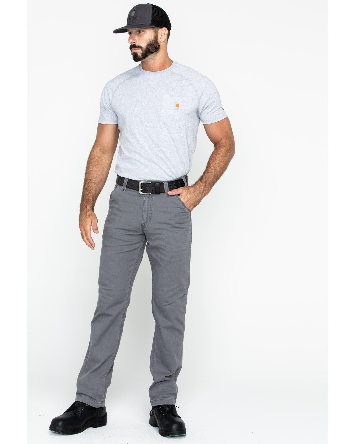 Image #5 - Carhartt Men's Rugged Flex&reg; Rigby Dungaree Stretch Work Pants, Grey, hi-res
