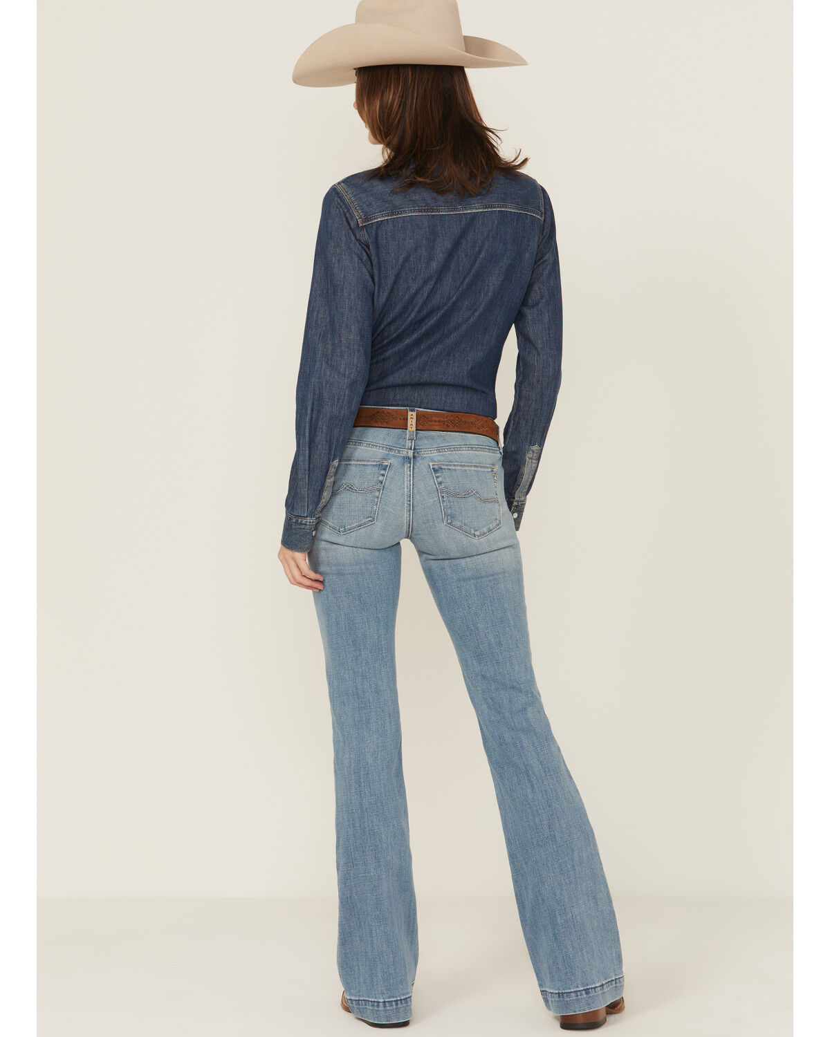 Ariat Women's Zoe Medium Wash Mid Rise Trouser Stretch Denim Jeans, Medium Wash, hi-res