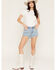 Image #1 - Wrangler Women's Bloom Light Wash High Rise Cowboy Denim Shorts, Light Wash, hi-res