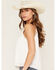 Image #2 - Eyeshadow Women's Cross Stitch Embroidered Lace Trim Tank, White, hi-res