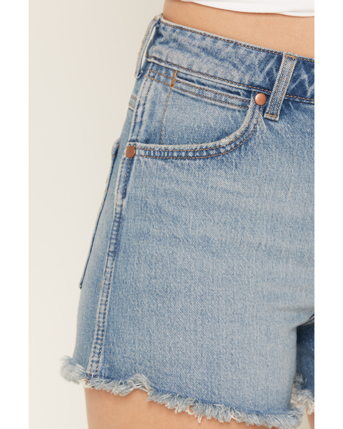 Image #2 - Wrangler Women's Riyah Medium Wash Cowboy Stretch Denim Shorts, Medium Wash, hi-res