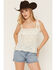 Image #1 - Ash & Violet Women's Floral Print Sleeveless Bow Strap Top, Ivory, hi-res