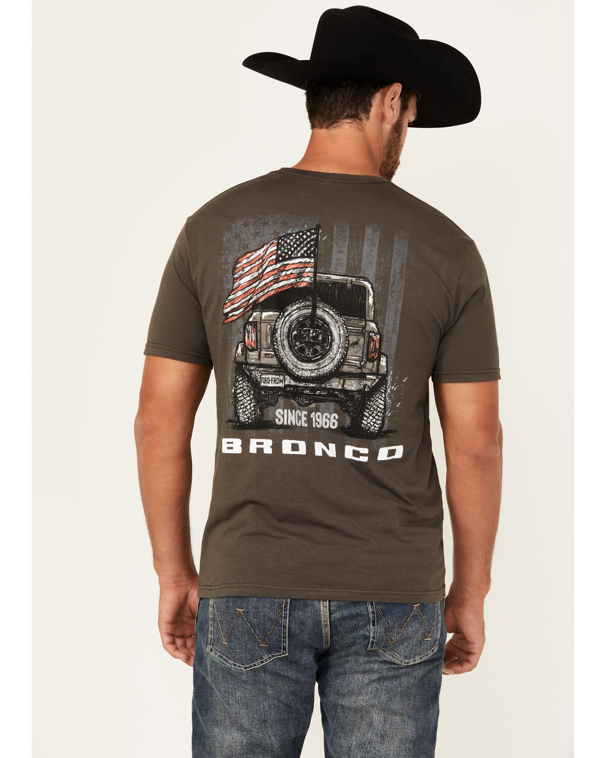 Buckwear Men's Bronco Freedom Short Sleeve Graphic T-Shirt, Grey, hi-res