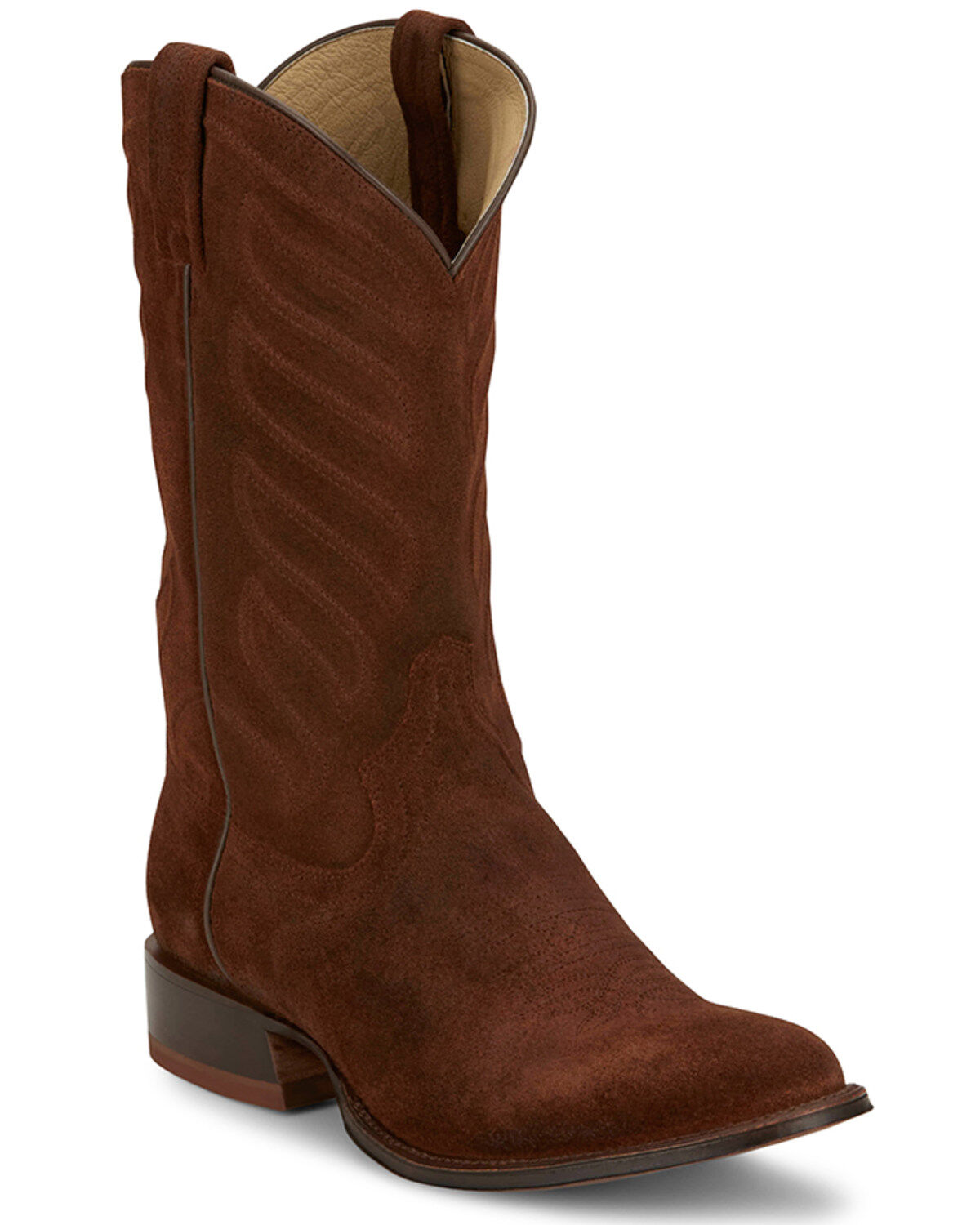 Tony Lama Men's Amado Suede Western Boots - Round Toe, Cognac, hi-res
