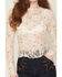 Image #3 - Ash & Violet Women's Floral Print Lace Long Sleeve Top, Cream, hi-res