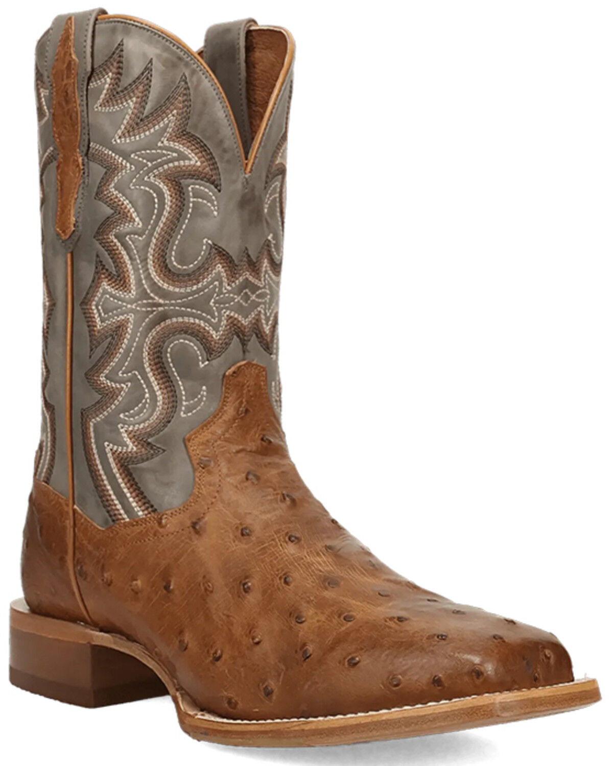 Image #1 - Dan Post Men's Drayden Exotic Full Quill Ostrich Western Boots - Broad Square Toe, Heather Brown, hi-res