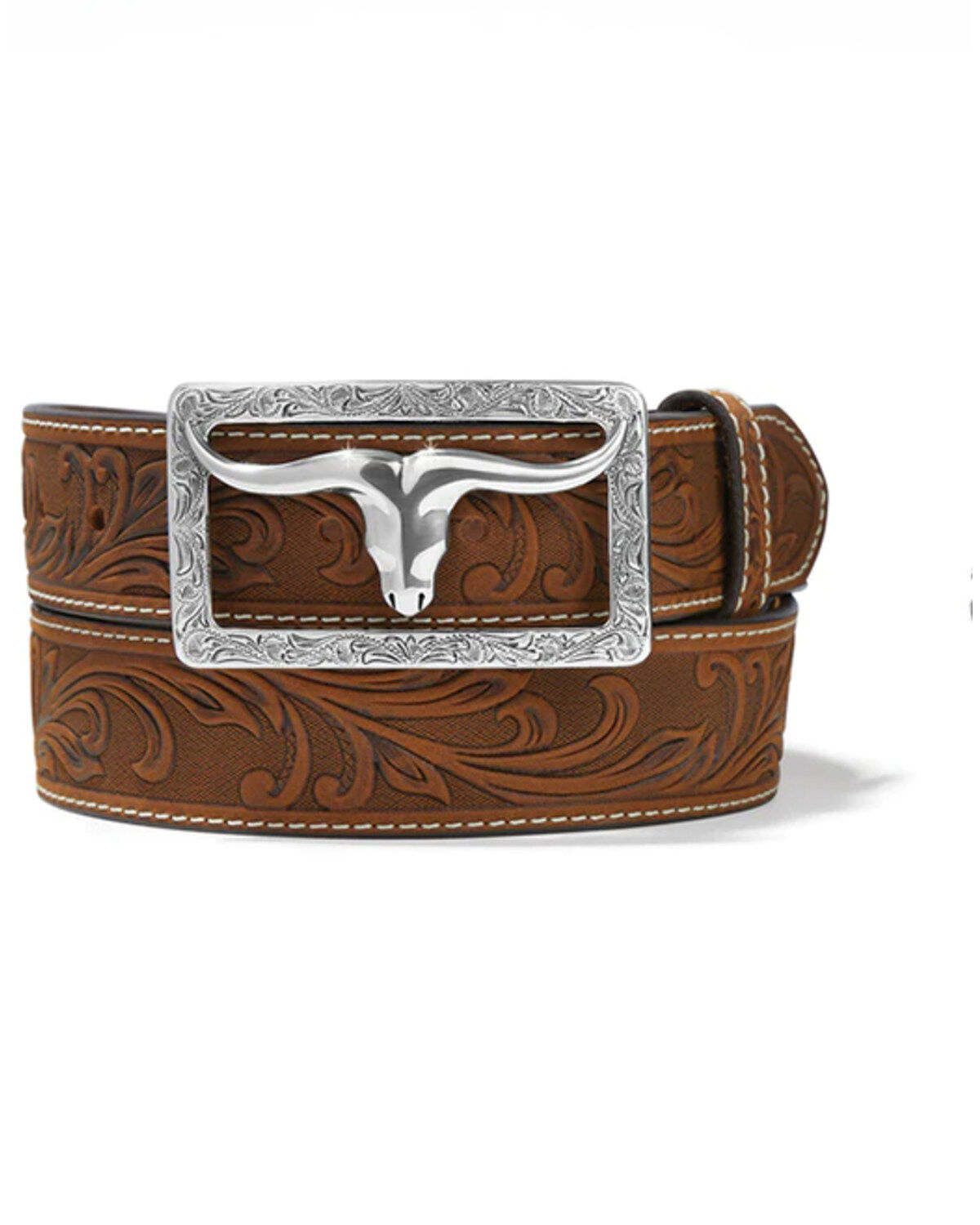 Tony Lama Men's Stockyard Leather Belt, Brown, hi-res
