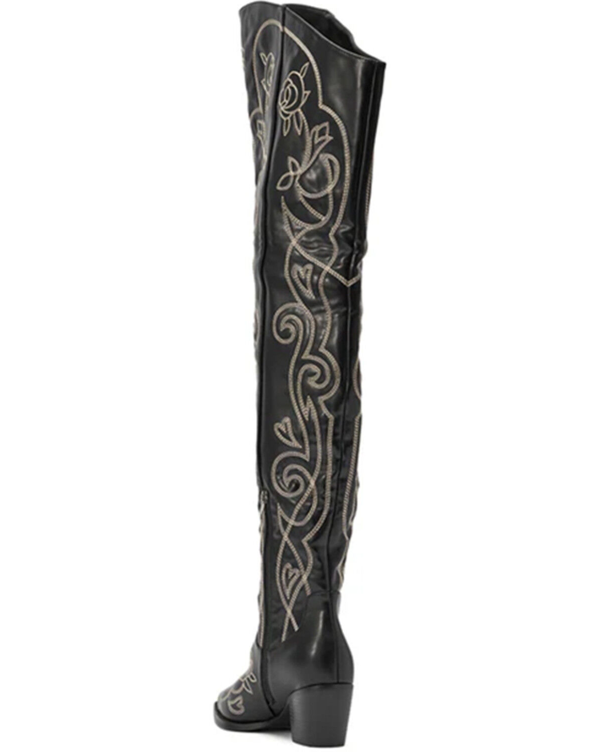 Image #3 - Azalea Wang Women's Kess Thigh High Western Boots - Snip Toe, Black, hi-res