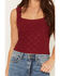 Image #3 - Ash & Violet Women's Solid Eyelet Sleeveless Tank Top, Red, hi-res