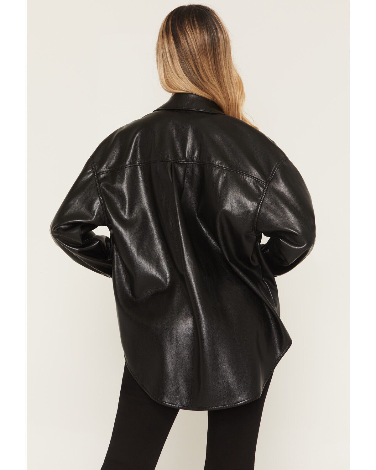 Image #4 - Show Me Your Mumu Women's Lincoln Faux Leather Long Sleeve Button-Down Shirt, Black, hi-res