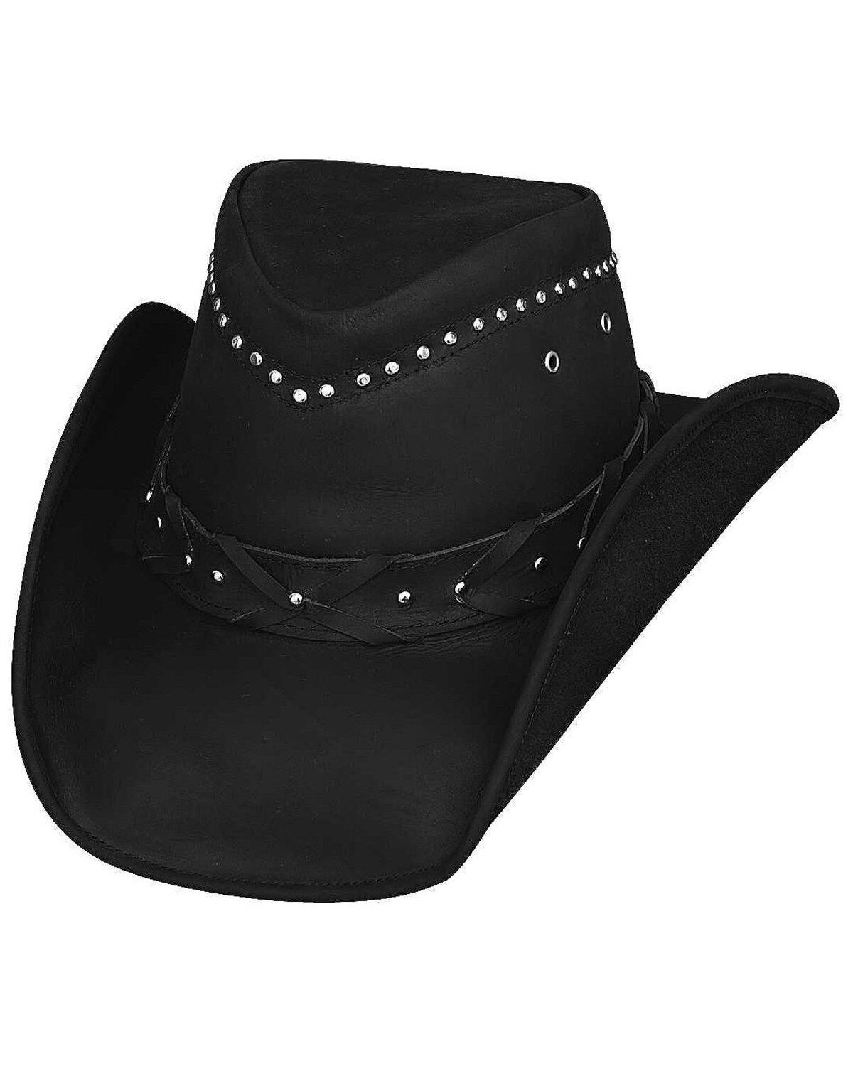 Bullhide Burnt Dust Top Grain Leather Hat, Black, hi-res