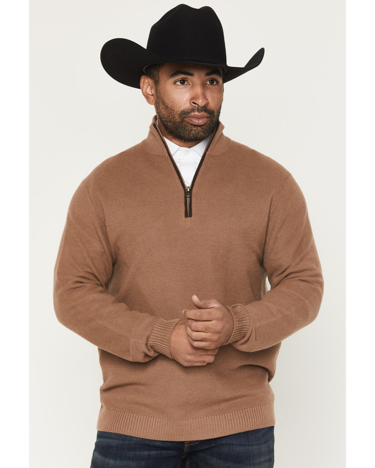 Cody James Black 1978&reg; Men's Parker Solid 1/4 Zip Pullover Sweater, Camel, hi-res