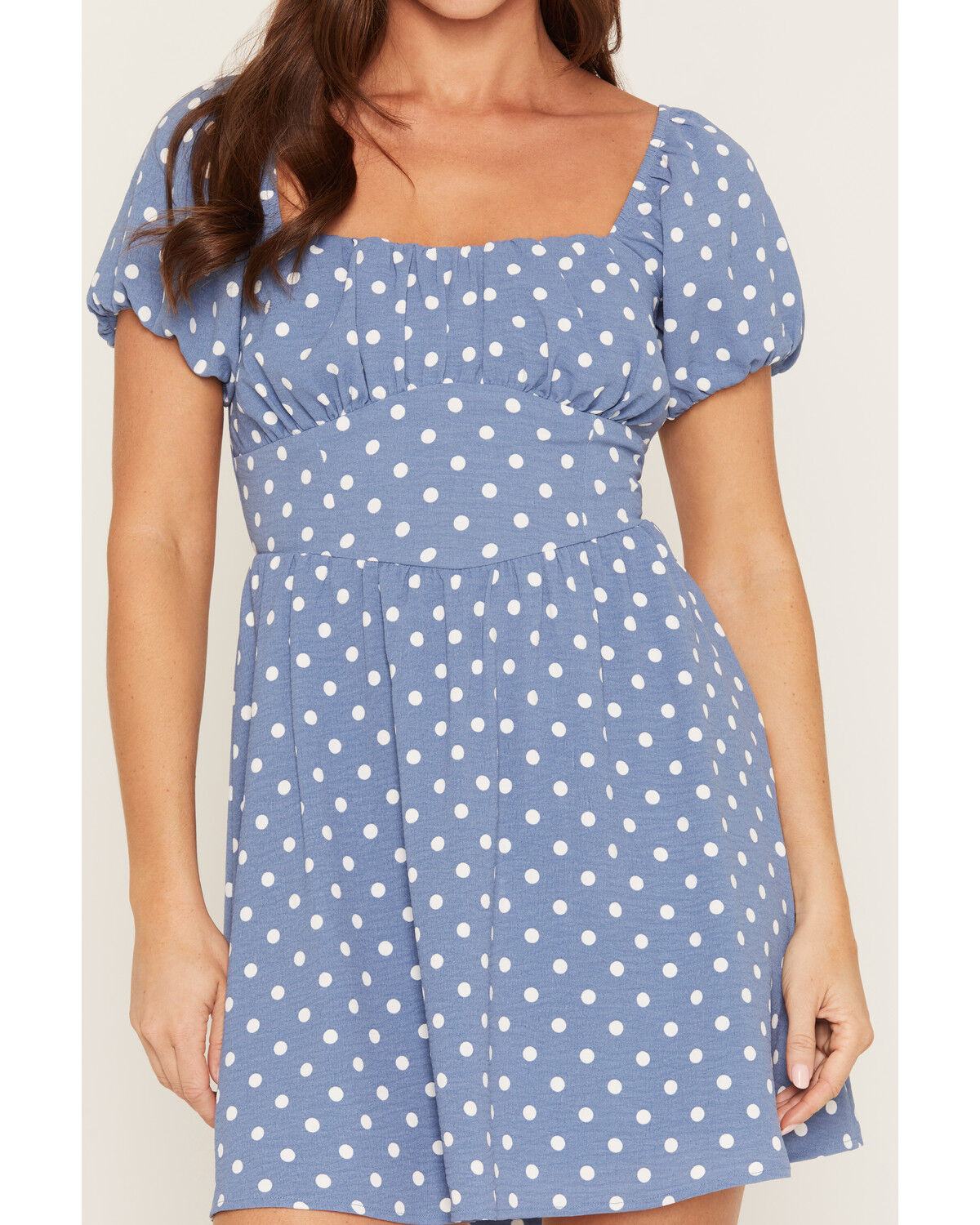 Image #3 - Originality Women's Boot Barn Exclusive Polka Dot Tie Back Mini Dress, Blue, hi-res
