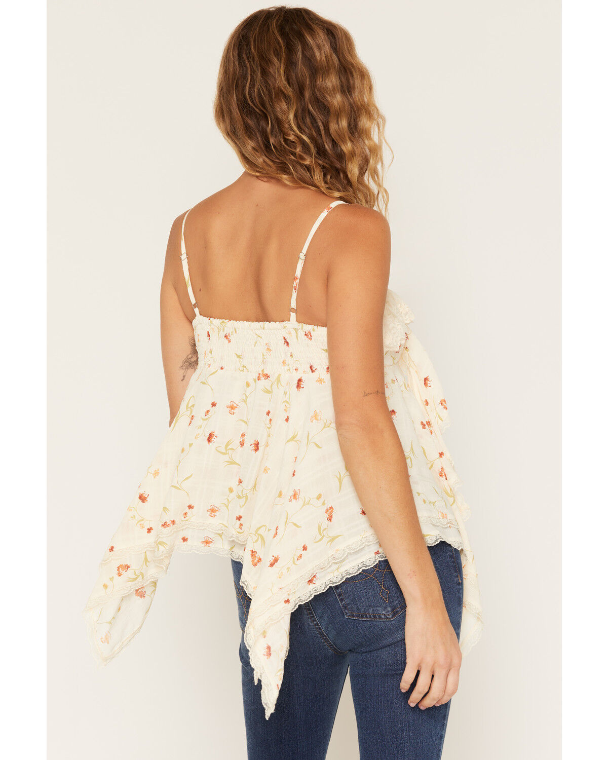 Image #4 - Wild Moss Women's Floral Print Lace Tank Top, Ivory, hi-res