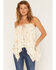 Image #1 - Wild Moss Women's Floral Print Lace Tank Top, Ivory, hi-res