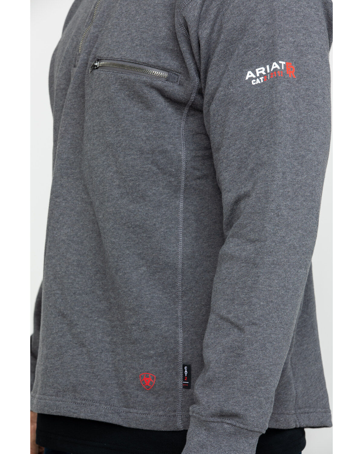 Image #4 - Ariat Men's FR Rev 1/4 Zip Work Pullover - Big, Charcoal, hi-res