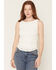 Image #1 - Cleo + Wolf Women's Lace Ruched Tank Top, White, hi-res