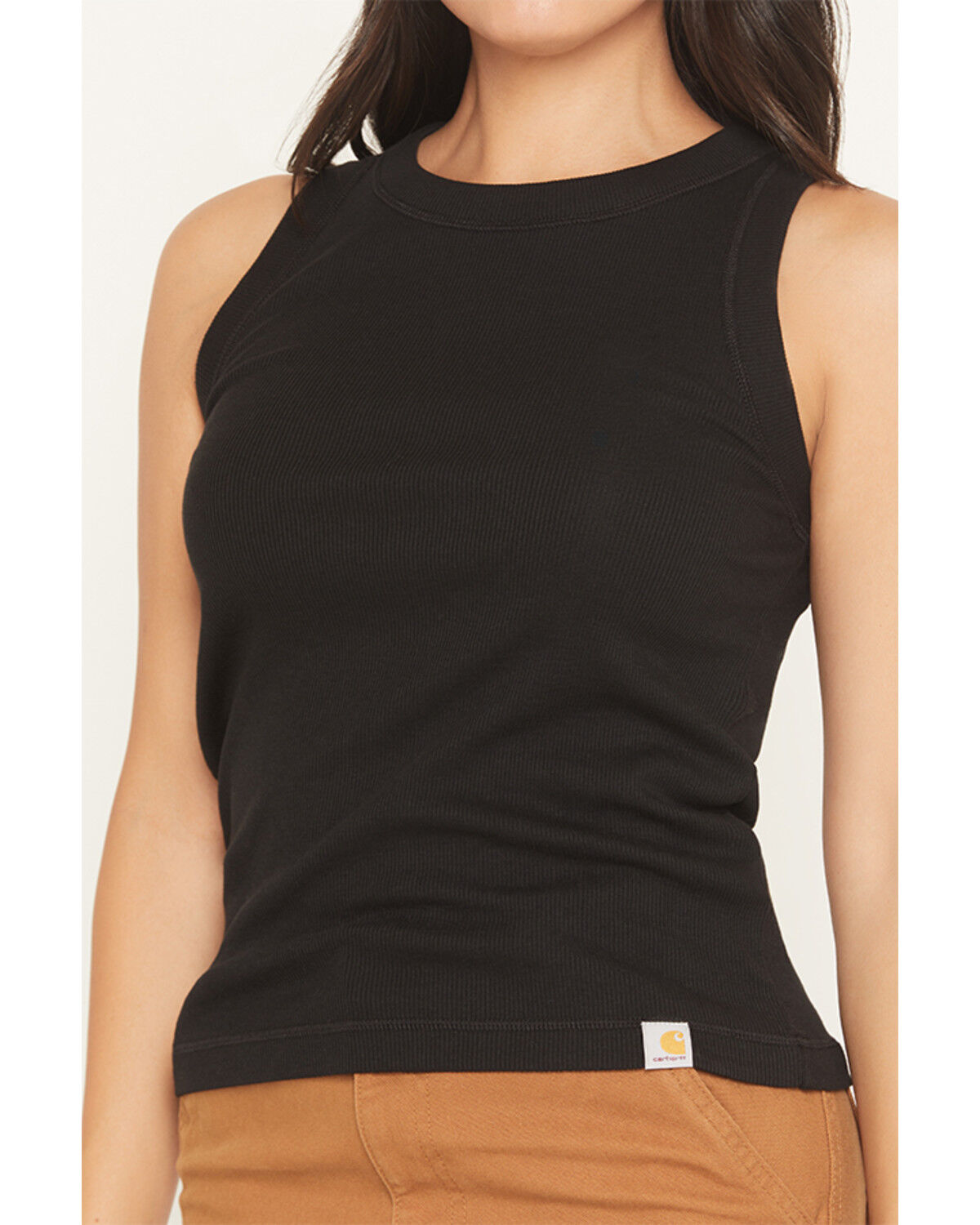 Image #3 - Carhartt Women's TENCEL&trade; Series Relaxed Ribbed Tank, Black, hi-res