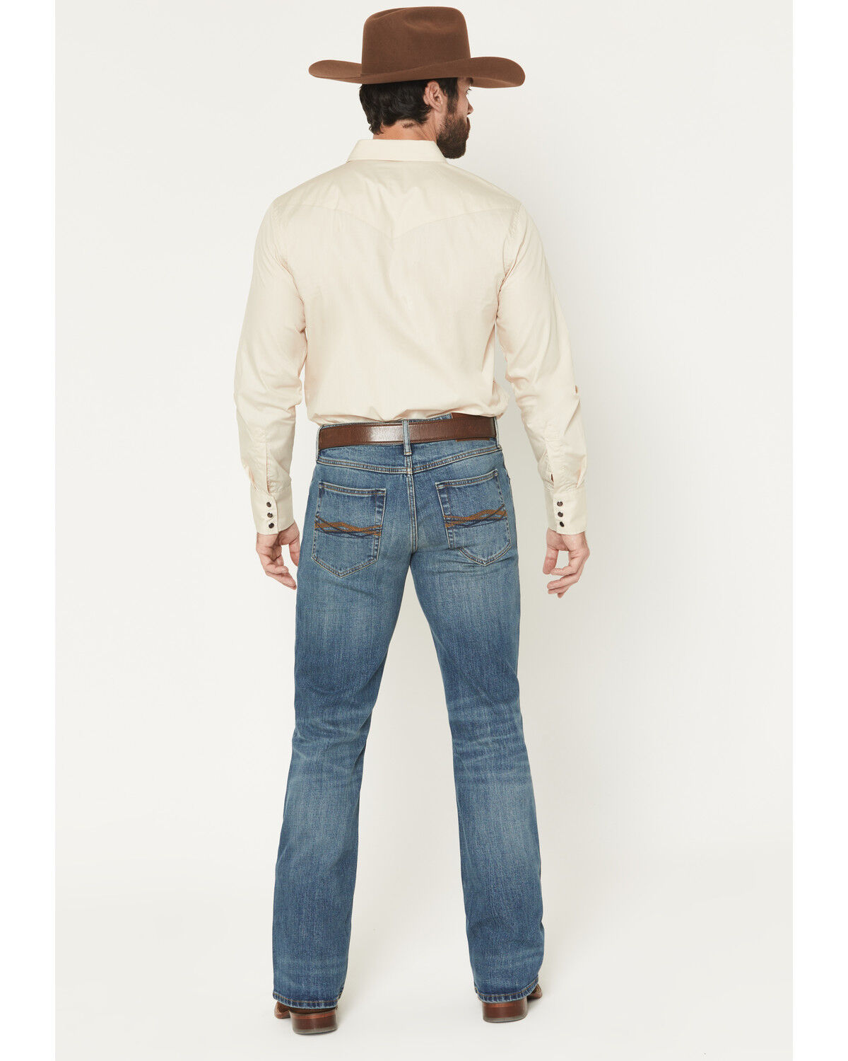Image #3 - RANK 45&reg; Men's Roughstock Roadrunner Wash Brock Relaxed Bootcut Performance Stretch Denim Jeans, Medium Wash, hi-res