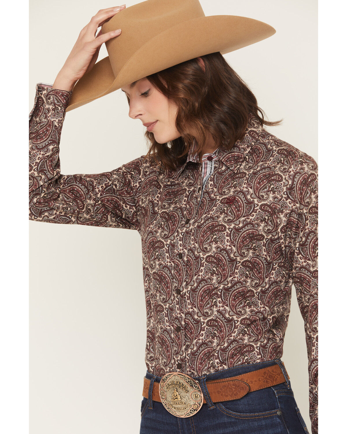 Image #2 - Cinch Women's Paisley Print Long Sleeve Button-Down Western Shirt, Multi, hi-res