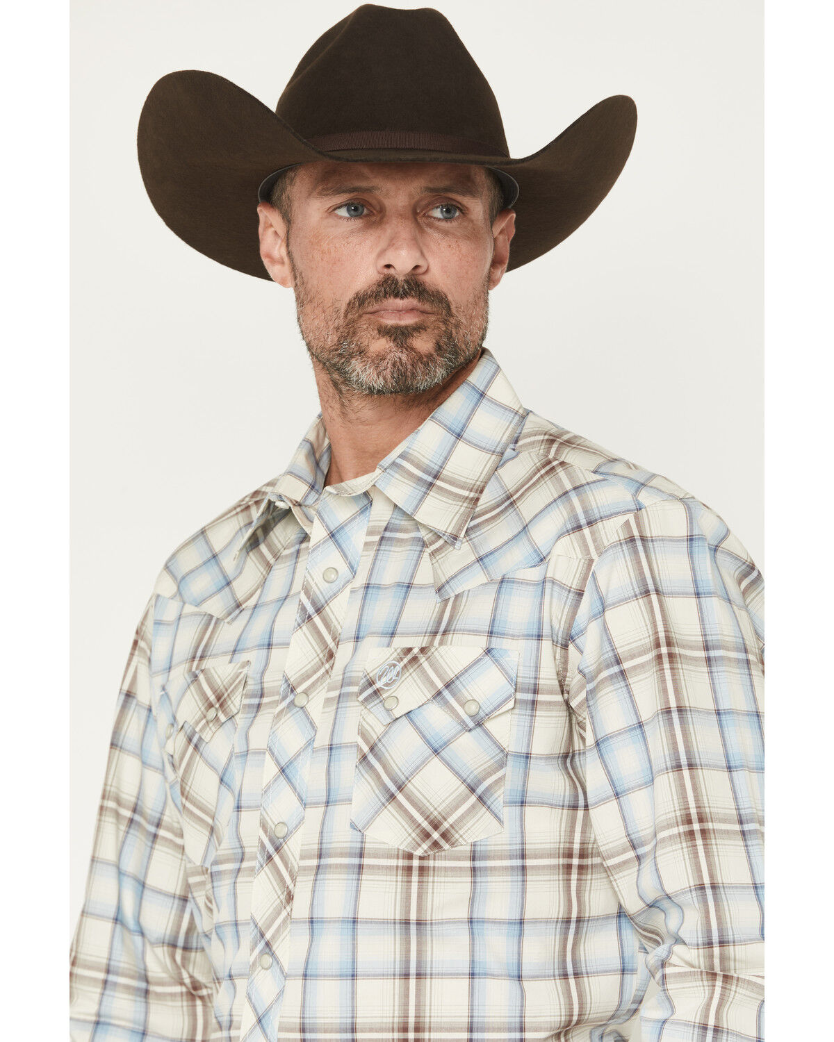Image #2 - Wrangler Retro Men's Plaid Print Long Sleeve Snap Western Shirt - Tall, Blue, hi-res