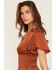 Image #2 - Shyanne Women's Savina Flutter Sleeve Smocked Midi Dress, Brown, hi-res