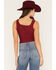 Image #4 - Ash & Violet Women's Solid Eyelet Sleeveless Tank Top, Red, hi-res