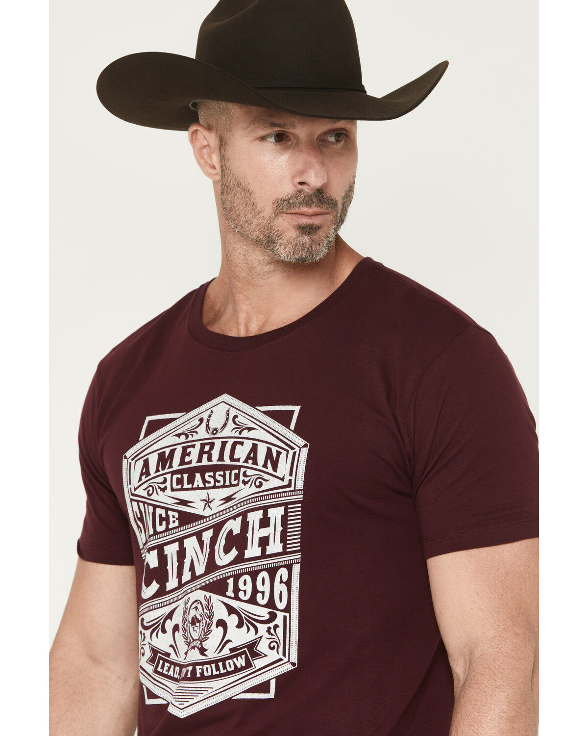 Image #2 - Cinch Men's Logo Short Sleeve Graphic T-Shirt, Burgundy, hi-res