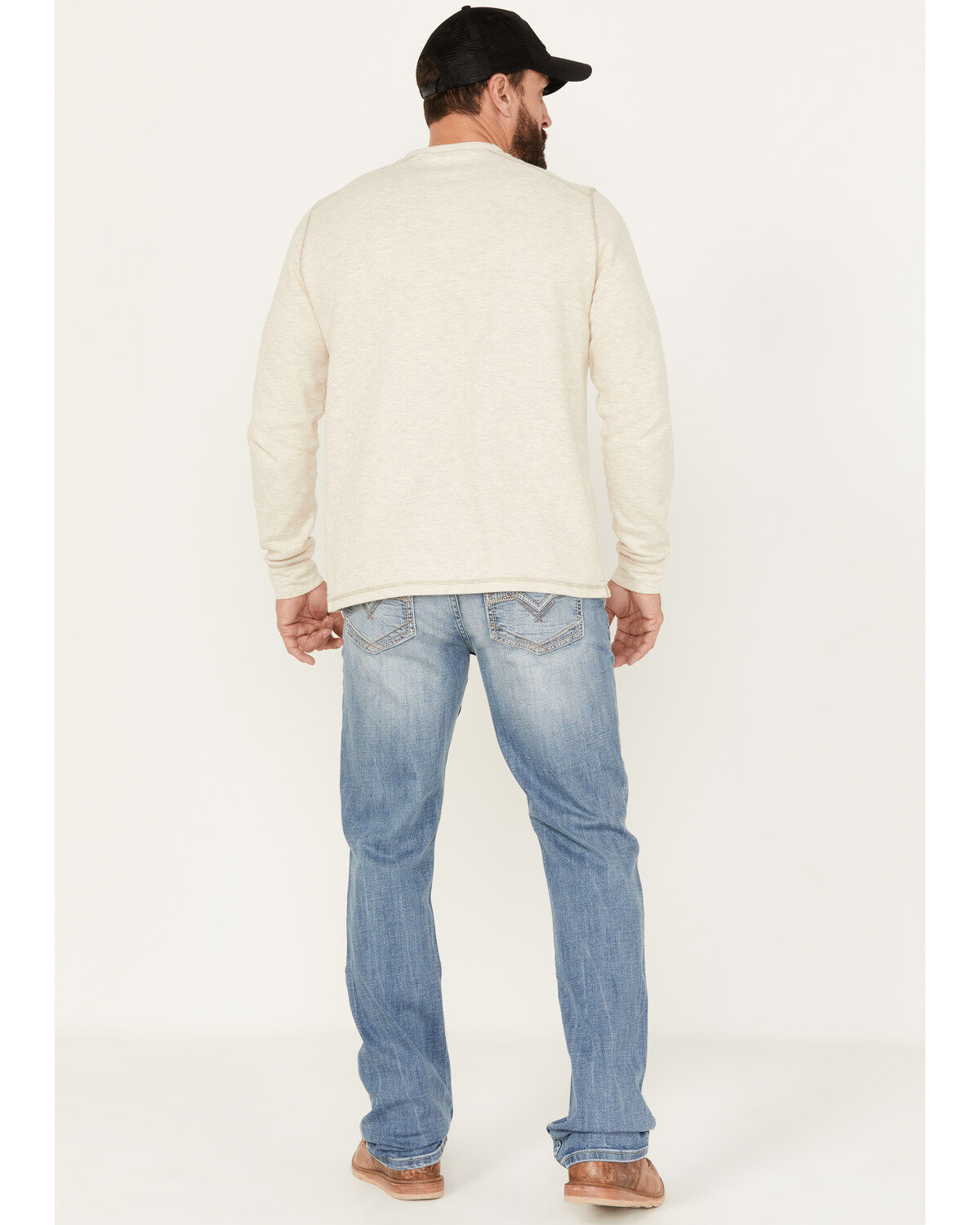 Image #3 - Moonshine Spirit&reg; Men's Fire Water Wash Decker Slim Straight Stretch Denim Jeans, Light Medium Wash, hi-res