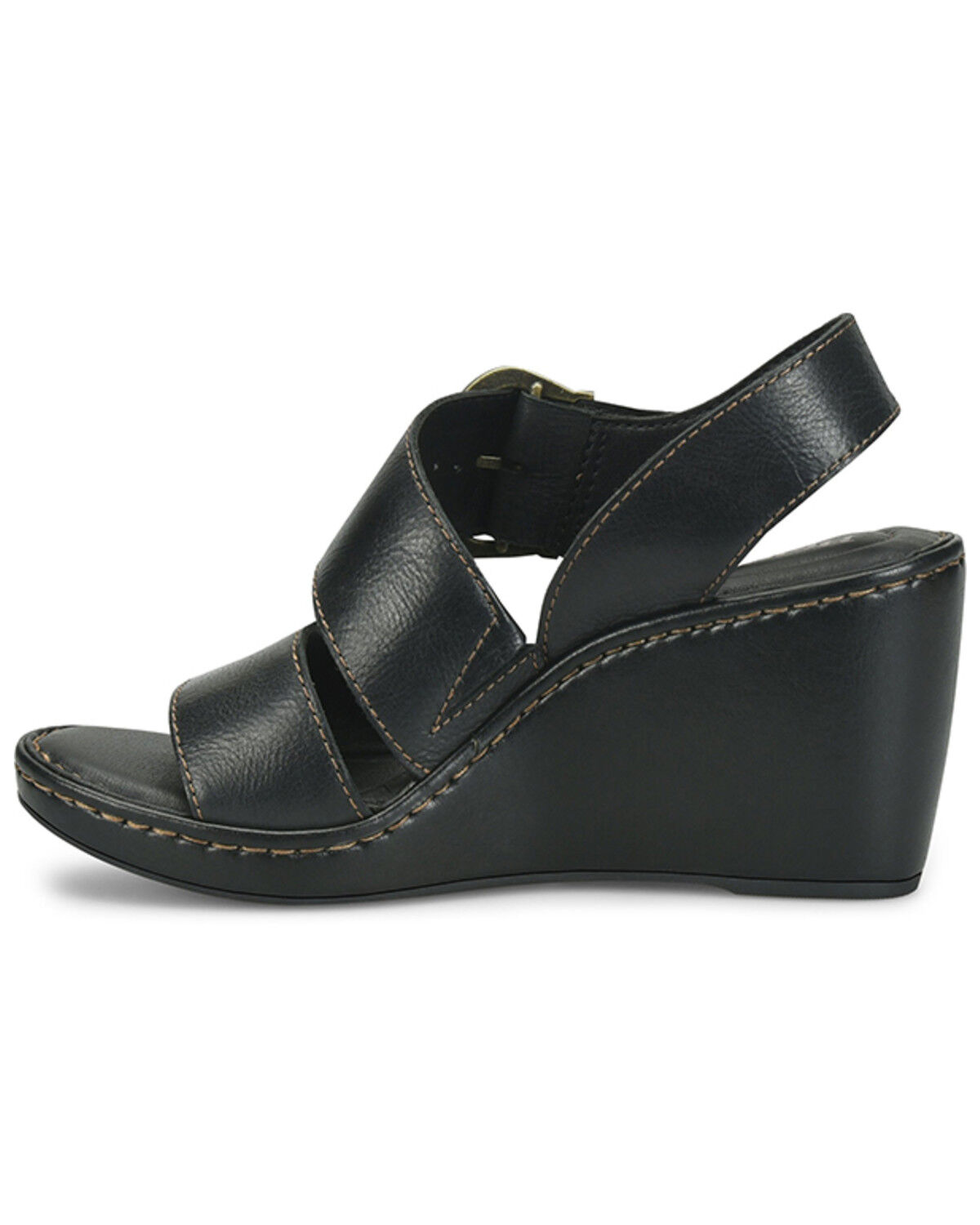 Image #3 - Born Women's Sapphire Wedge Sandals, Black, hi-res