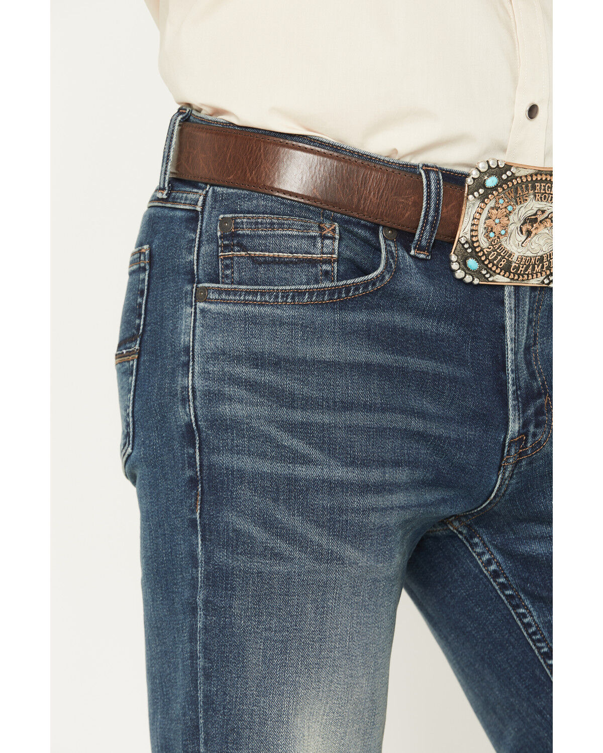 Image #2 - RANK 45&reg; Men's Rider-Flex Brooks Wash Ambush Slim Straight Performance 2-Way Stretch Denim Jeans, Dark Wash, hi-res