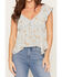 Image #3 - Wild Moss Women's Floral Print Hanky Hem Short Sleeve Top, Light Blue, hi-res