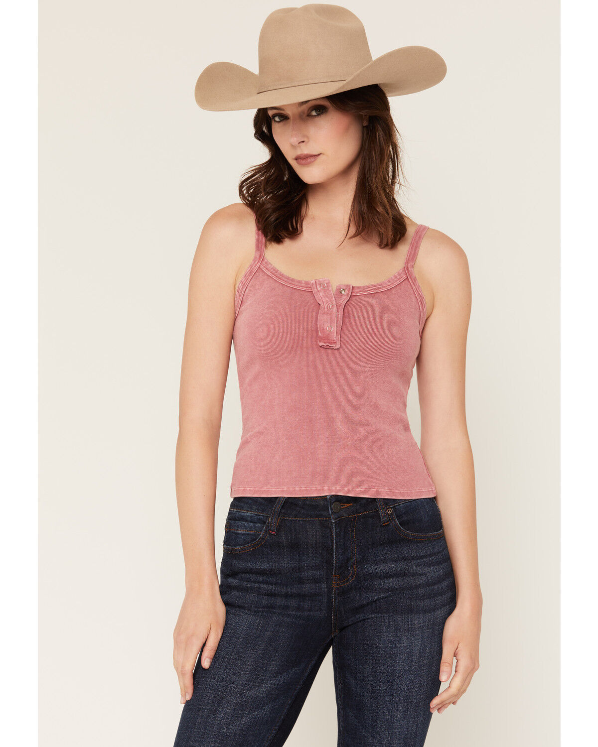 Image #1 - Wild Moss Women's Solid Rib Knit Tank Top, Mauve, hi-res