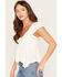 Image #2 - Wild Moss Women's Solid Hanky Hem Short Sleeve Top, Ivory, hi-res